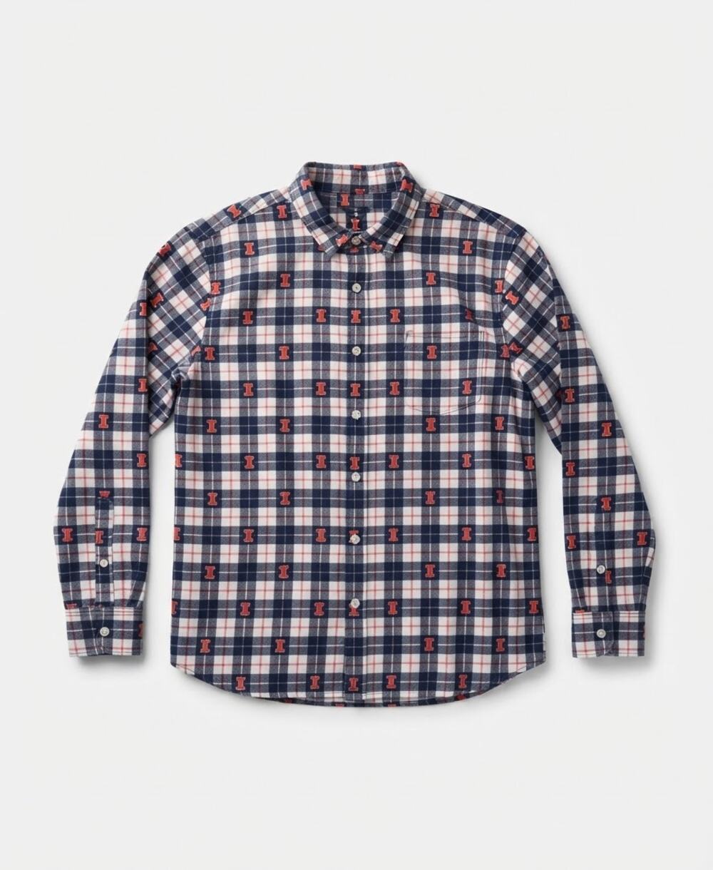 Jack + Sage University of Illinois Plaid Flannel Button Down Shirt Size L Campus